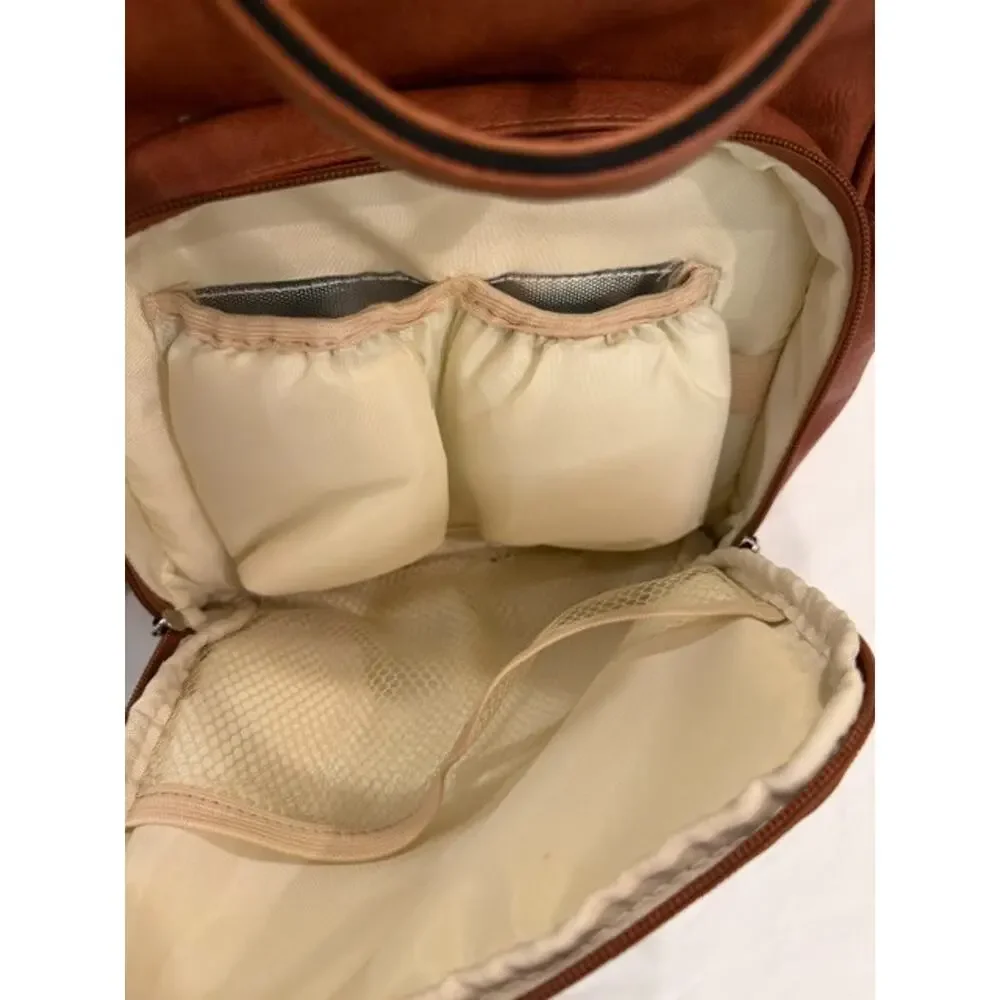 Upper La Madison The Commuter Diaper Baby Bag Backpack Vegan Leather Brown